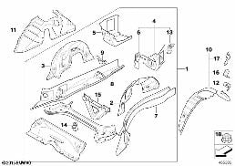 FLOOR PARTS REAR EXTERIOR diagram for BMW 1 Series E81 116d