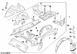 FLOOR PARTS REAR EXTERIOR diagram for BMW 3 Series E90 LCI 318d