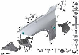 Panel lateral delantero/Piezas montaje diagram for BMW X6 F16 35iX