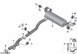 système d'échappement arrière diagram for BMW 7 Series G12 725Ld
