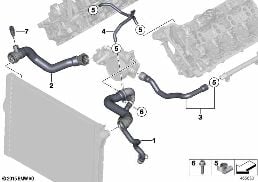 Sist.refrig.-tubos flex.líq.refrg.motor diagram for BMW X5 M F85 X5 M