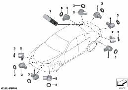 PARK DISTANCE CONTROL (PDC) diagram for BMW 5 Series G30 530i