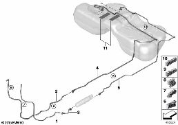 FUEL PIPE AND MOUNTING PARTS diagram for BMW 7 Series G11 730dX