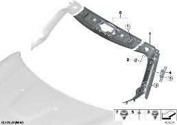 Döş./Kapl., A-direği / Rüzgar paneli İç diagram for BMW MINI Cabrio F57 JCW