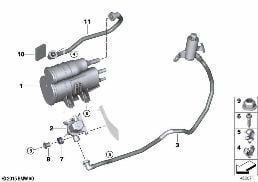 Φίλτρο ενεργού άνθρακα/εξαερισμ. καυσίμ. diagram for BMW 3 Series F30 LCI 330e