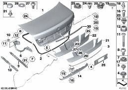 SINGLE COMPONENTS FOR TRUNK LID diagram for BMW 7 Series F01 LCI 740i