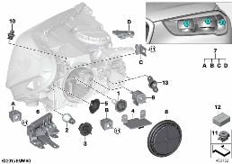 INDIVIDUAL PARTS FOR HEADLAMP, HALOGEN diagram for BMW X1 F48 LCI 20i