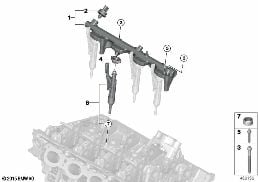 HIGH-PRESSURE RAIL/INJECTOR/BRACKET diagram for BMW 3 Series G20 Sedan 330eX