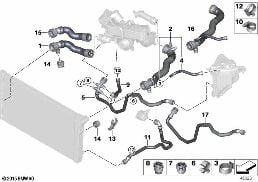 Шланги системы охлаждения diagram for BMW 5 Series F10 LCI 530d