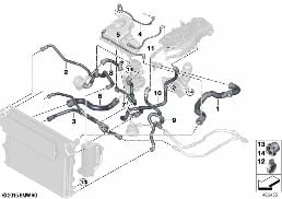 Εύκαμπτ.σωλήν.ψυκτικ.υγρού συστήμ.ψύξης diagram for BMW 3 Series F30 LCI 330e
