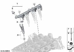 Συλλέκτης καυσίµου υψηλής πίεσης / μπεκ diagram for BMW 3 Series F30 LCI 330e