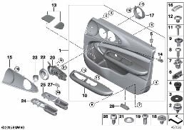 Ön kapı kaplaması diagram for BMW MINI Clubman F54 One