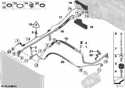 Conduites de réfrigérant diagram for BMW 5 Series F10 LCI 525d