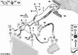 COOLANT LINES diagram for BMW 5 Series F10 LCI 550i