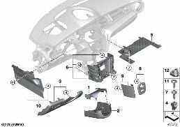 Elementy dod. tablicy przyrządów na dole diagram for BMW MINI F56 One