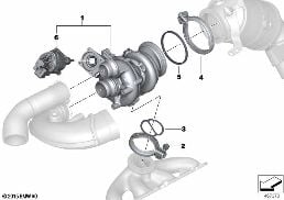 Egzoz gazı turbo ünitesi diagram for BMW 5 Series F90 M5 LCI M5 CS