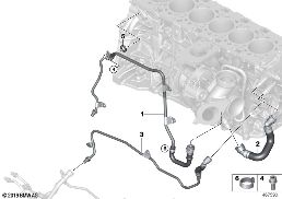 ENGINE COOLING SYSTEM EXHAUST TURBO. diagram for BMW 7 Series G11 LCI 740dX