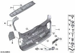 Výplň zadní výklopné dveře diagram for BMW 2 Series F46 Gran Tourer LCI 216d