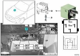 RELAY, FRONT FOG LAMP K47 diagram for BMW X3 E83 LCI 1.8d