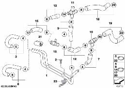 COOLING SYSTEM - WATER HOSES diagram for BMW MINI R53 Cooper S