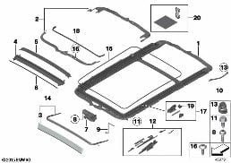 Panaromik tavan, Elektrikli diagram for BMW X5 E70 LCI 35dX