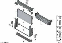 라디에이터-고정용 부품 diagram for BMW 5 Series F10 LCI 518d