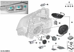 INDIVIDUAL PARTS FOR HEADLAMP, HALOGEN diagram for BMW 3 Series F30 LCI 320d