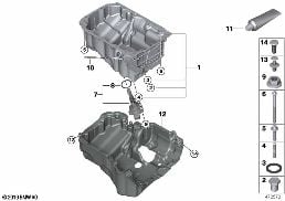 Carter d'huile/indicateur niveau d'huile diagram for BMW 3 Series F31 LCI 318i