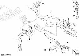 Vattenbentil/Vattenslang IHKA High diagram for BMW 5 Series E60 525i