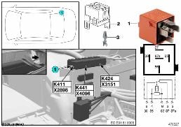 RELAY FOR RADIO K411 diagram for BMW 3 Series E90 318d