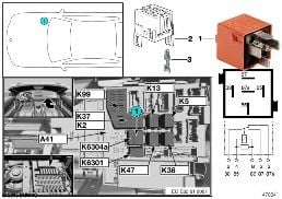 RELAY, SECONDARY AIR PUMP, K6304A diagram for BMW Z4 E85 3.0si