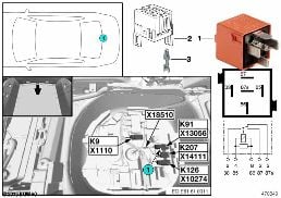 RELAY FOR REAR WIPER K91 diagram for BMW 5 Series E61 530d