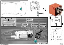 RELAY FOR CONVERTIBLE TOP 1 K18363 diagram for BMW 6 Series E64 LCI 650i