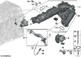 进气系统 AGR 风门控制装置 diagram for BMW 5 Series F10 525d