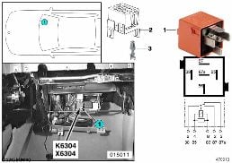 Relais secundaire-luchtpomp K6304 diagram for BMW 5 Series E39 528i