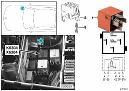 Relais pompe d'air secondaire K6304 diagram for BMW 7 Series E38 750iLS