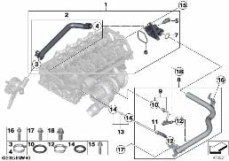COOLING SYSTEM PIPE diagram for BMW 1 Series F20 LCI 118i