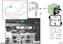 RELAY FOR A/C COMPRESSOR K19 diagram for BMW 3 Series E46 318i