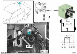 RELAY FOR HEATED REAR WINDOW K13 diagram for BMW 3 Series E46 318i
