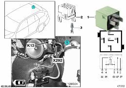 RELAY FOR HEATED REAR WINDOW K13 diagram for BMW 3 Series E46 325xi