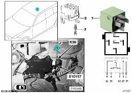 Relais Kraftstoffpumpe 1 K96 diagram for BMW 3 Series E46 M3