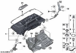 Yağ karteri/Yağ ölçüm tertibatı diagram for BMW 5 Series F07 GT LCI 530dX