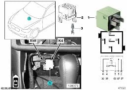 RELAY FOR HEATER BLOWER K4 diagram for BMW 3 Series E46 318i