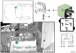 RELAY FOR FUEL PUMP K96 diagram for BMW X3 E83 LCI 1.8d