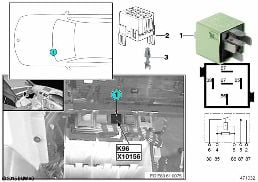 RELAY FOR FUEL PUMP K96 diagram for BMW X3 E83 LCI 1.8d