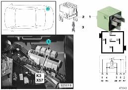 Relais de délestage de la borne R K3 diagram for BMW 5 Series E39 525td