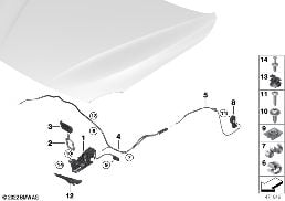 HOOD LOCKING SYSTEM diagram for BMW 3 Series F30 LCI 340i