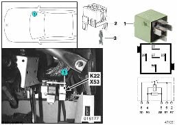 RELAY, AUXILIARY FAN, STAGE 2 K22 diagram for BMW 5 Series E39 530i