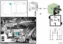 รีเลย์การดิสชาร์จ KL.15 K6326 diagram for BMW X5 E53 4.6is