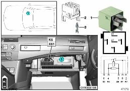 RELAY FOR HEADLIGHT CLEANING SYSTEM K6 diagram for BMW 6 Series E64 LCI 650i